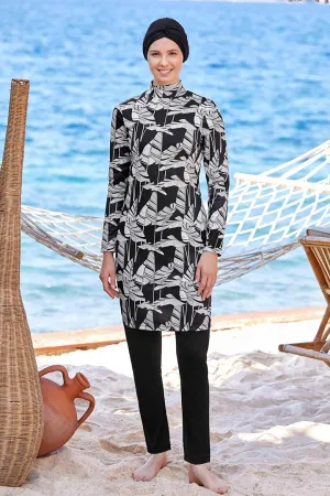 Elastane Fully Covered Hijab Swimsuit Merıah 9206 Black