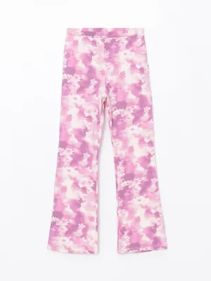 Elastic Waist Batik Patterned Spanish Leg Girls Leggings