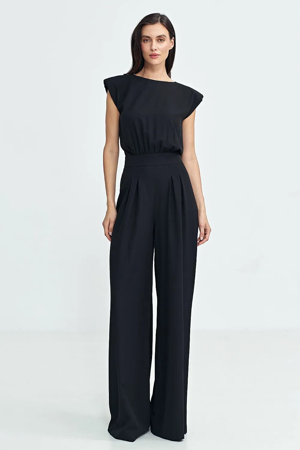 Elegant boat neck regular fit formal jumpsuit