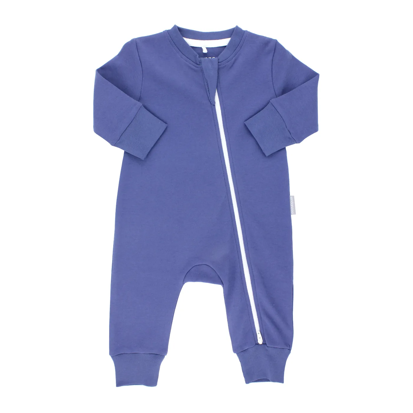 Endanzoo Organic Long Sleeve Double Zippered Romper - Navy