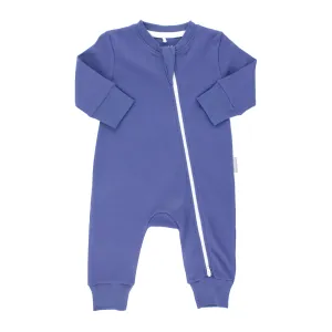 Endanzoo Organic Long Sleeve Double Zippered Romper - Navy