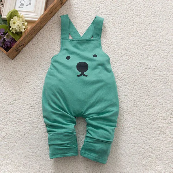 fashion Baby Boy Girls Bib Pants Overalls Bear Print Harem Pants Long Trousers 0-3Y