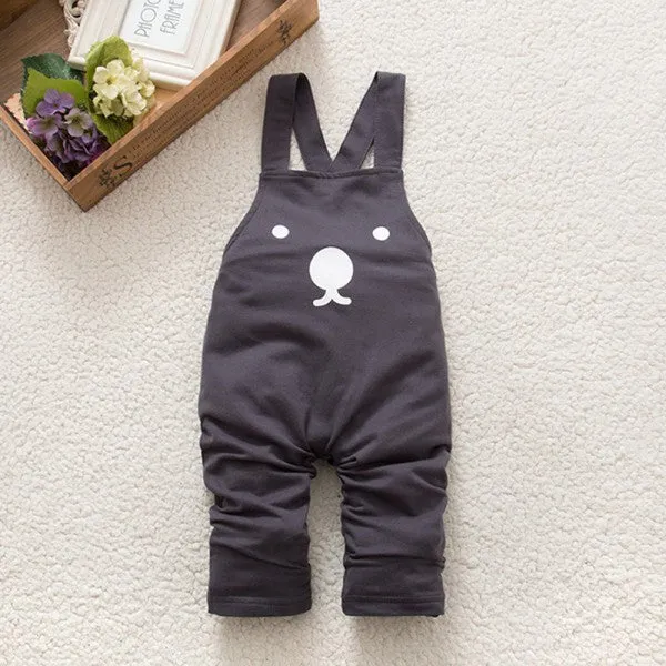 fashion Baby Boy Girls Bib Pants Overalls Bear Print Harem Pants Long Trousers 0-3Y