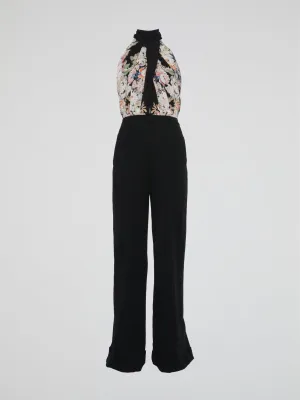 Floral Print Halter Neck Jumpsuit