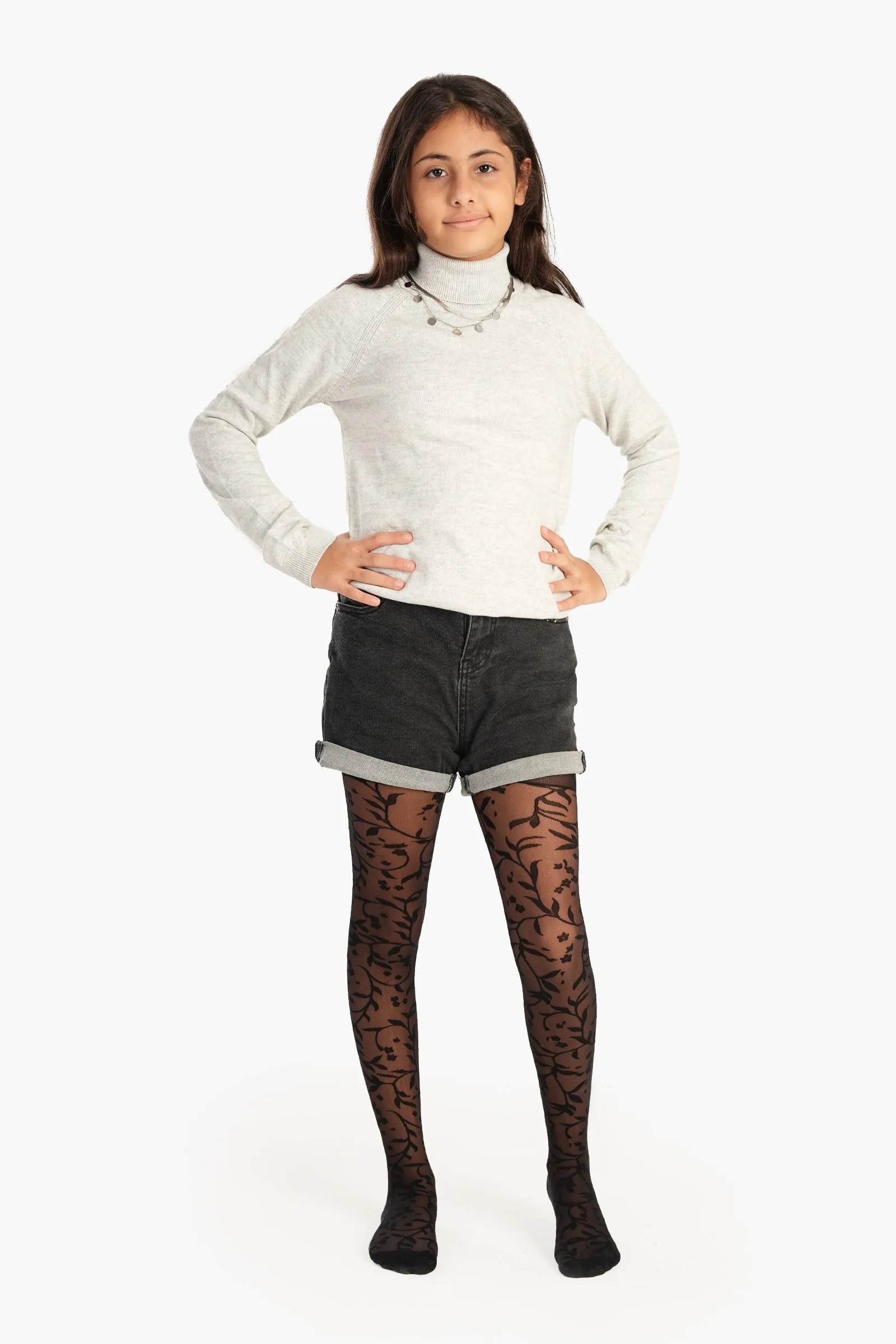 Girly Jacquard Pantyhose