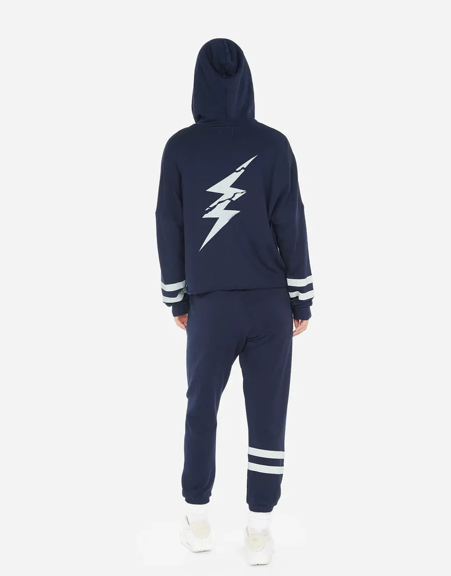 Giselle Cracked Lightening Bolt Zip - Navy