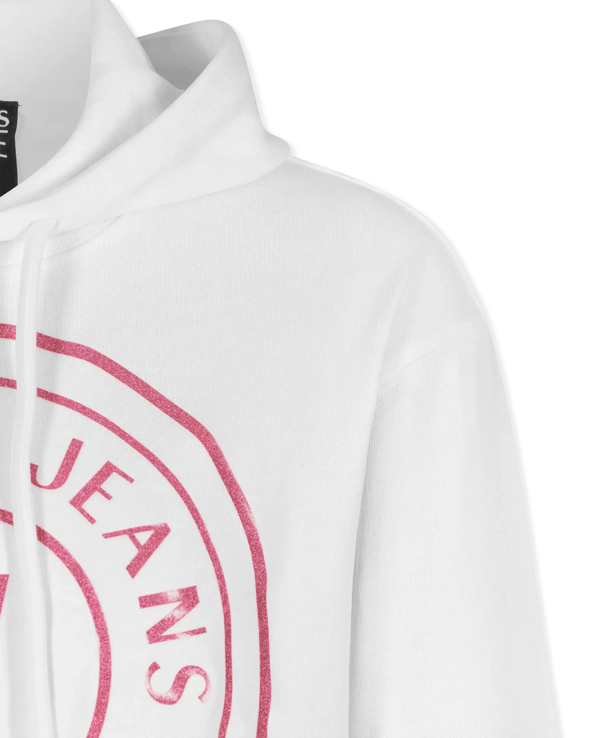 Glitter V-Emblem Cropped Hoodie