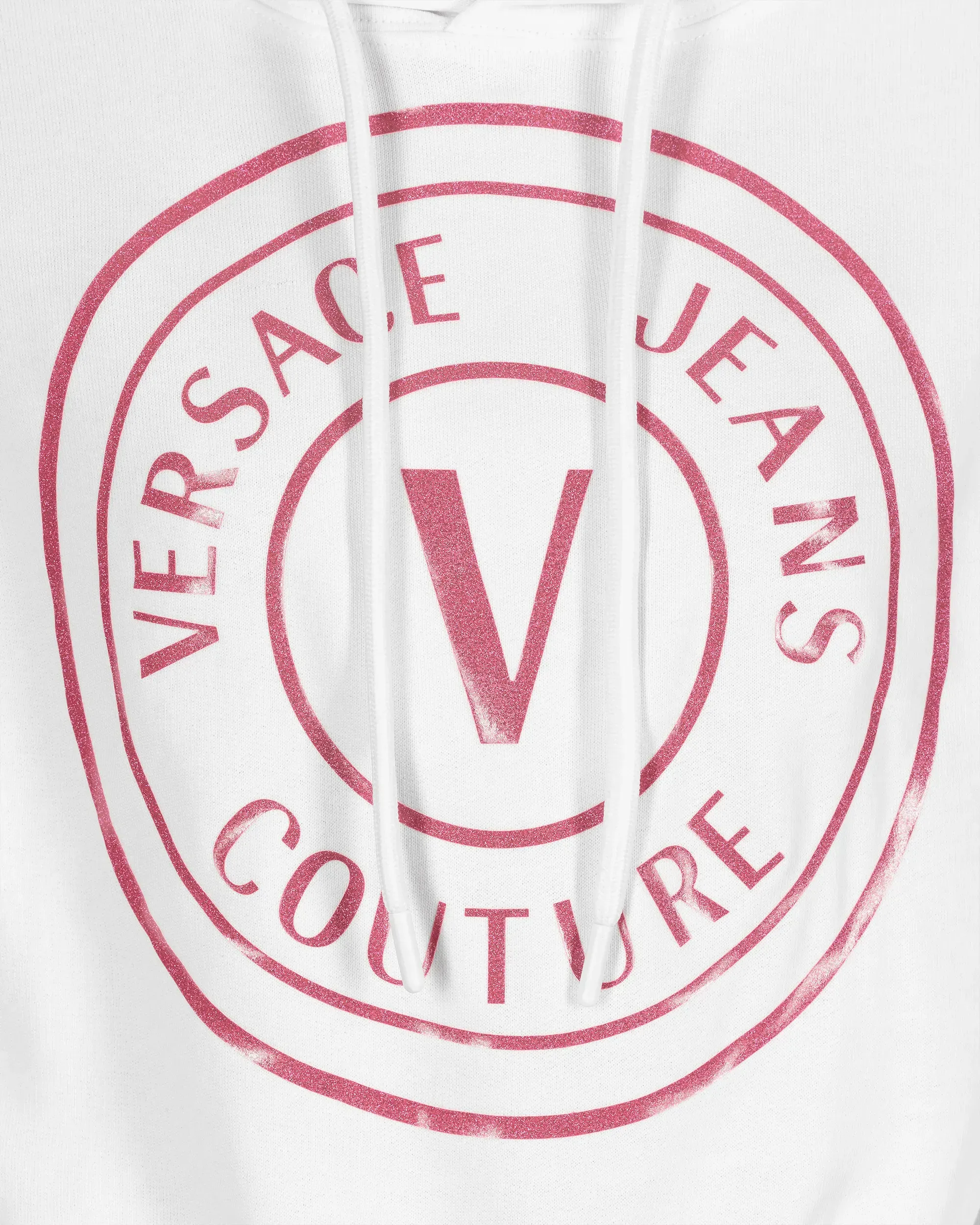 Glitter V-Emblem Cropped Hoodie