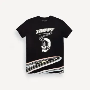 Graphic Wrap Around Crewneck Tee - Black / Trippy