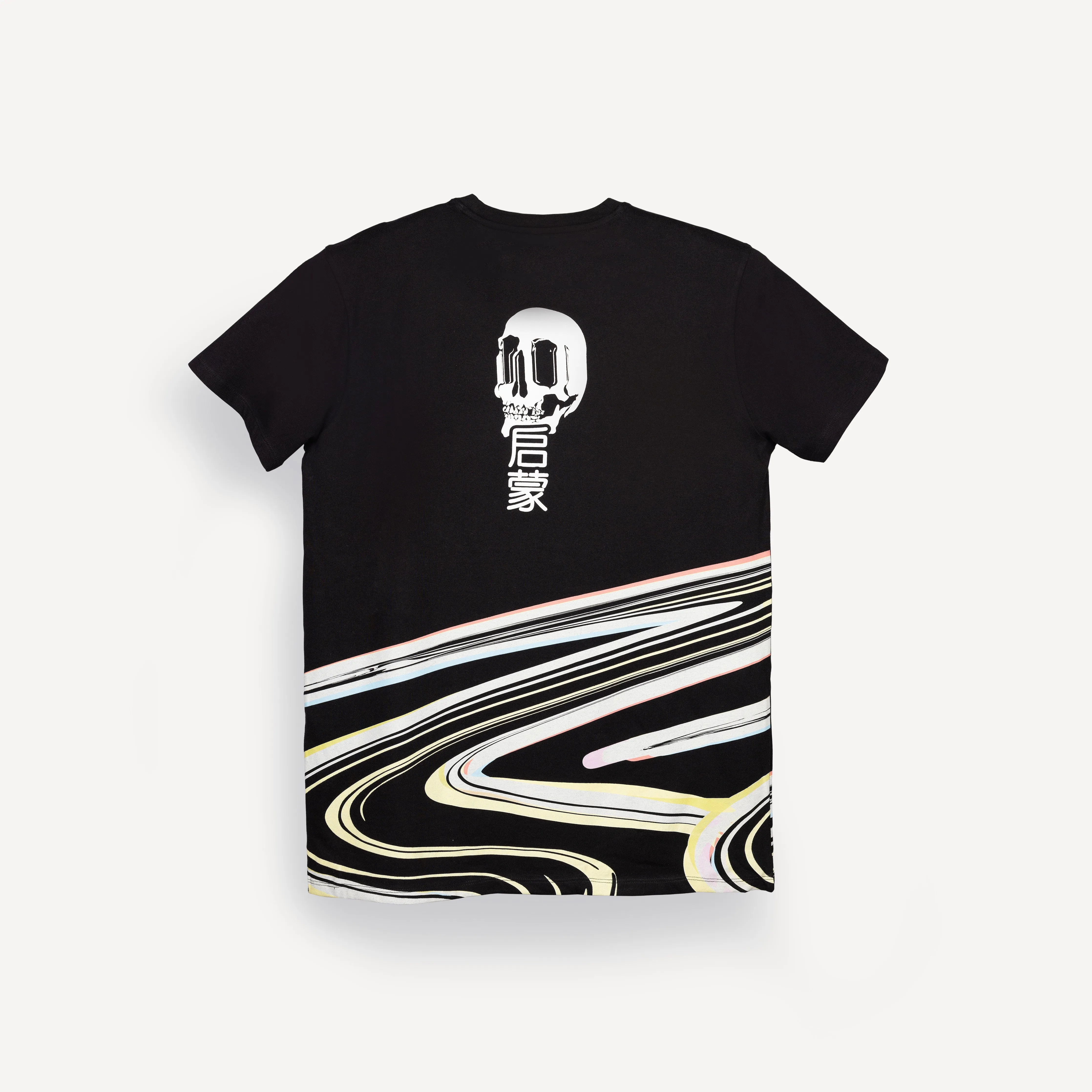Graphic Wrap Around Crewneck Tee - Black / Trippy
