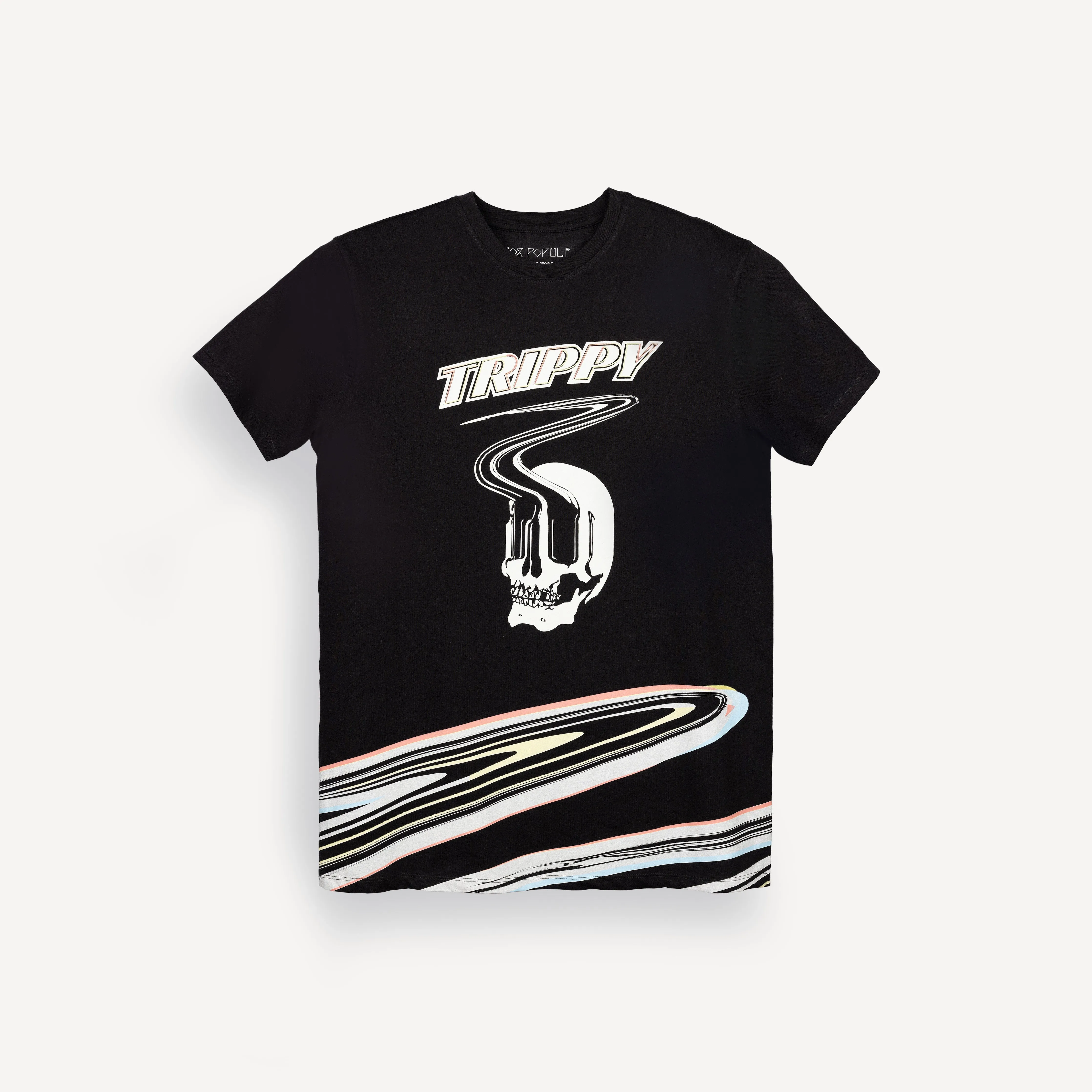 Graphic Wrap Around Crewneck Tee - Black / Trippy