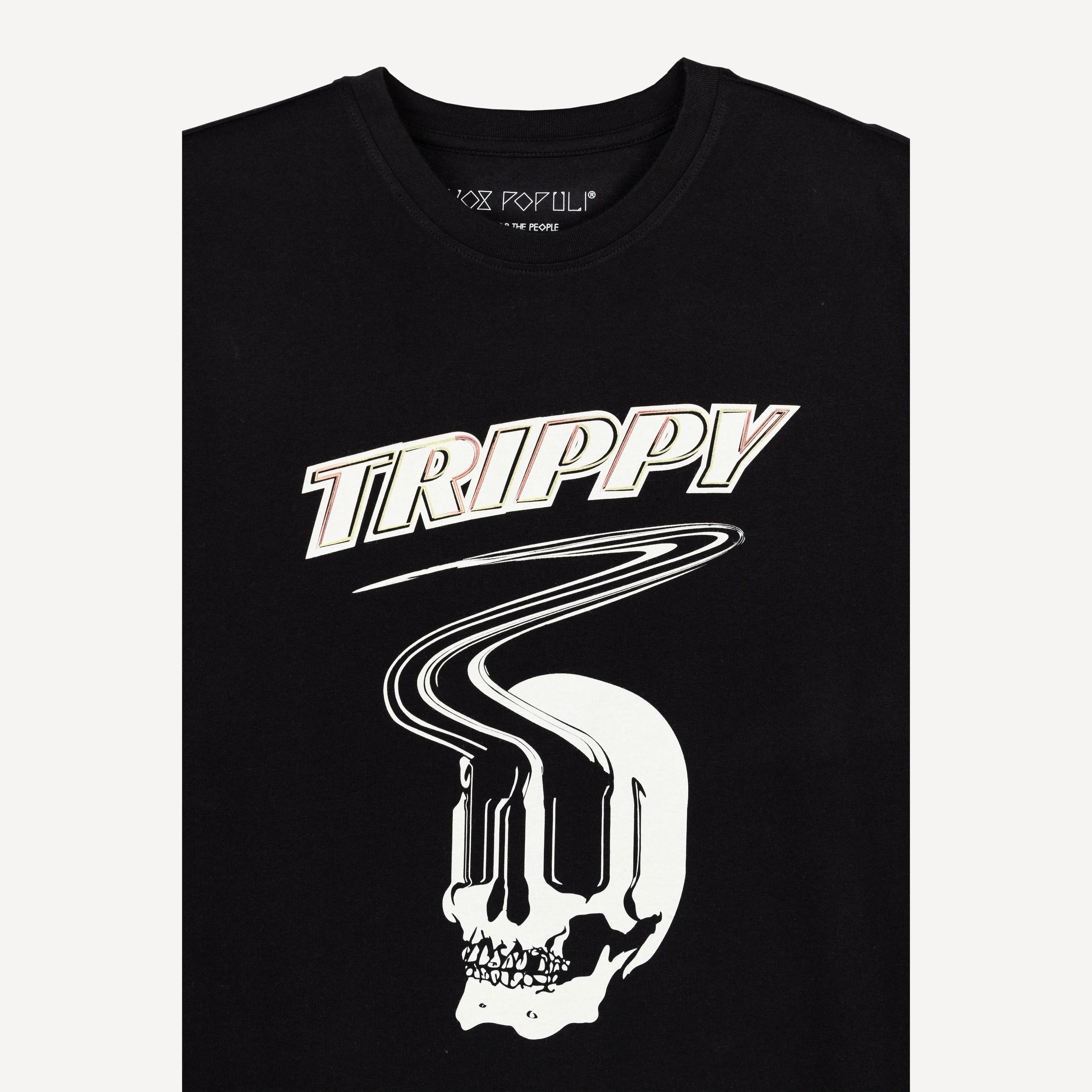 Graphic Wrap Around Crewneck Tee - Black / Trippy