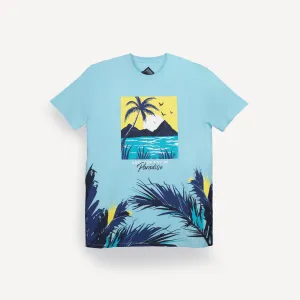 Graphic Wrap Around Crewneck Tee - Gulf Stream / Paradise