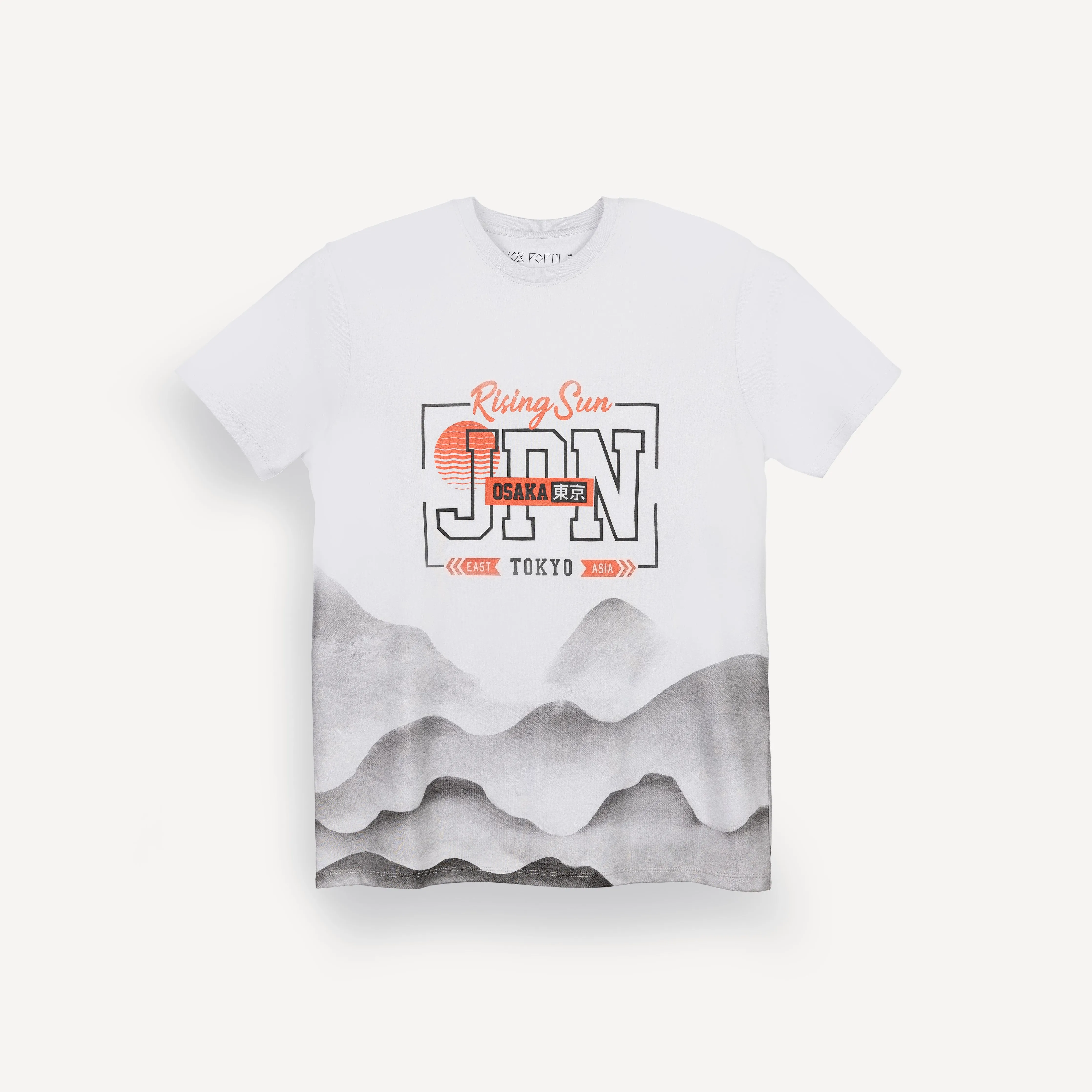 Graphic Wrap Around Crewneck Tee - Light Grey / JPN