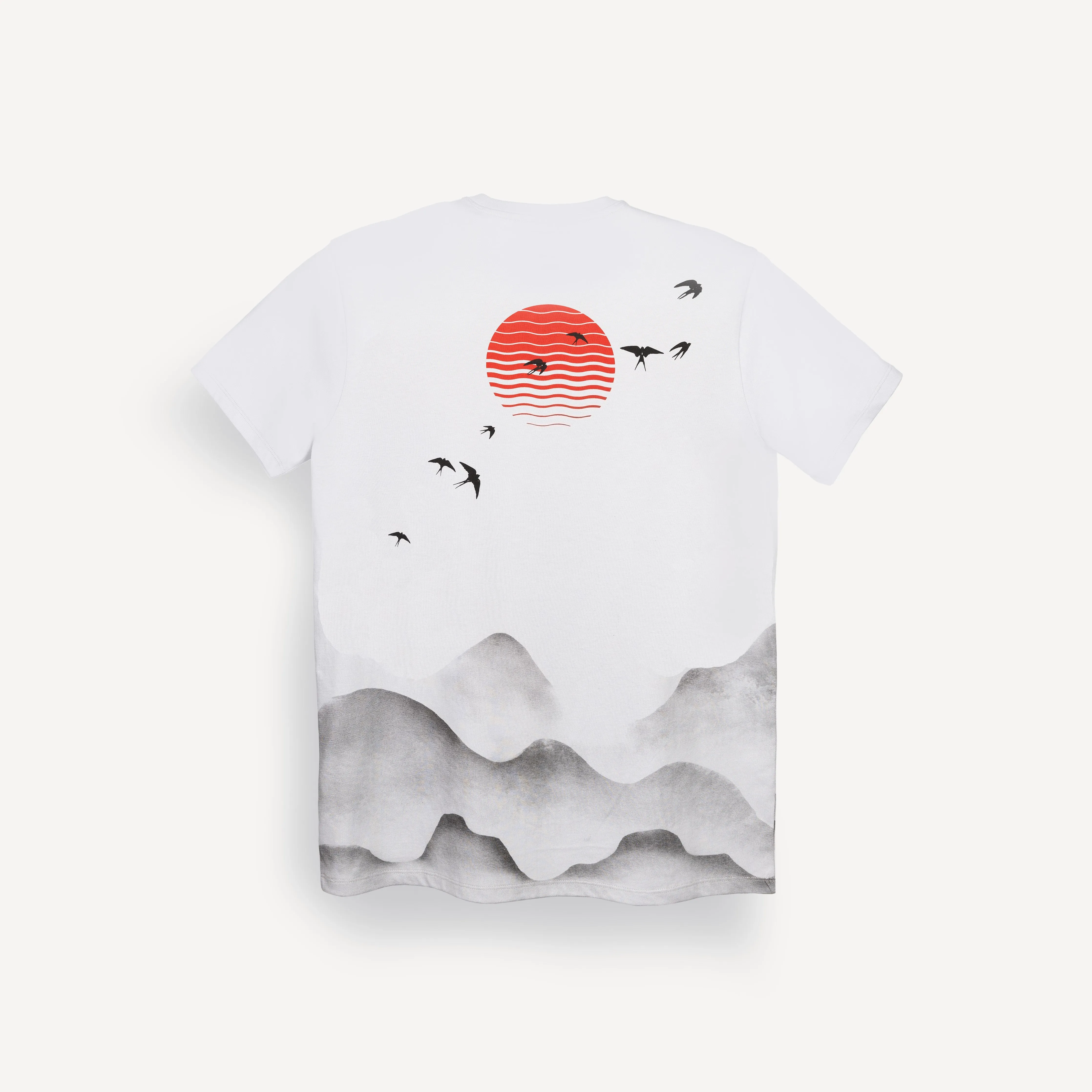 Graphic Wrap Around Crewneck Tee - Light Grey / JPN