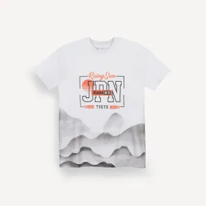 Graphic Wrap Around Crewneck Tee - Light Grey / JPN