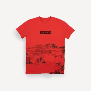 Graphic Wrap Around Crewneck Tee - Red / AllGood