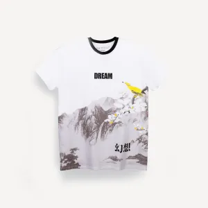 Graphic Wrap Around Crewneck Tee - White / Dream