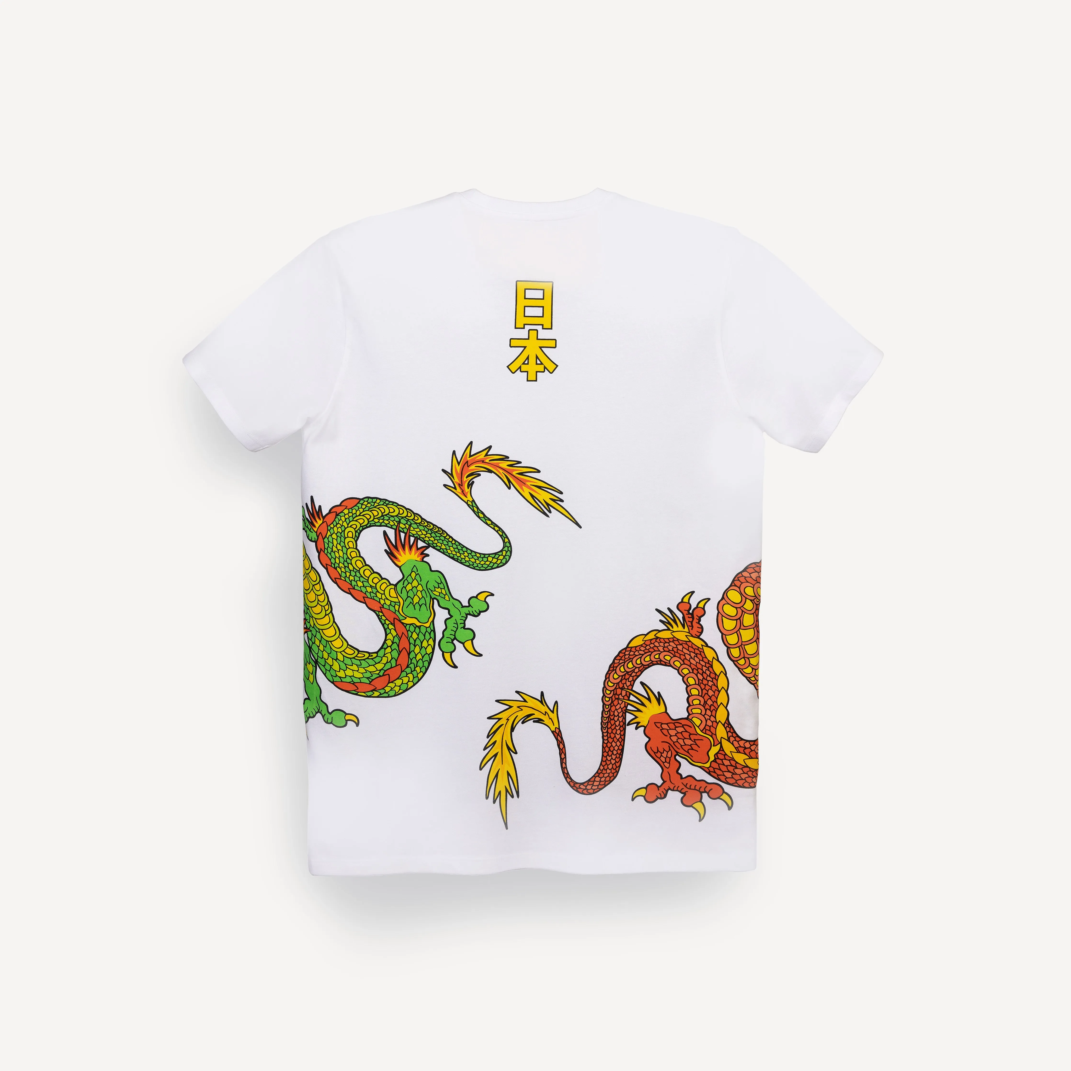 Graphic Wrap Around Crewneck Tee - White / Tokyo Dragon