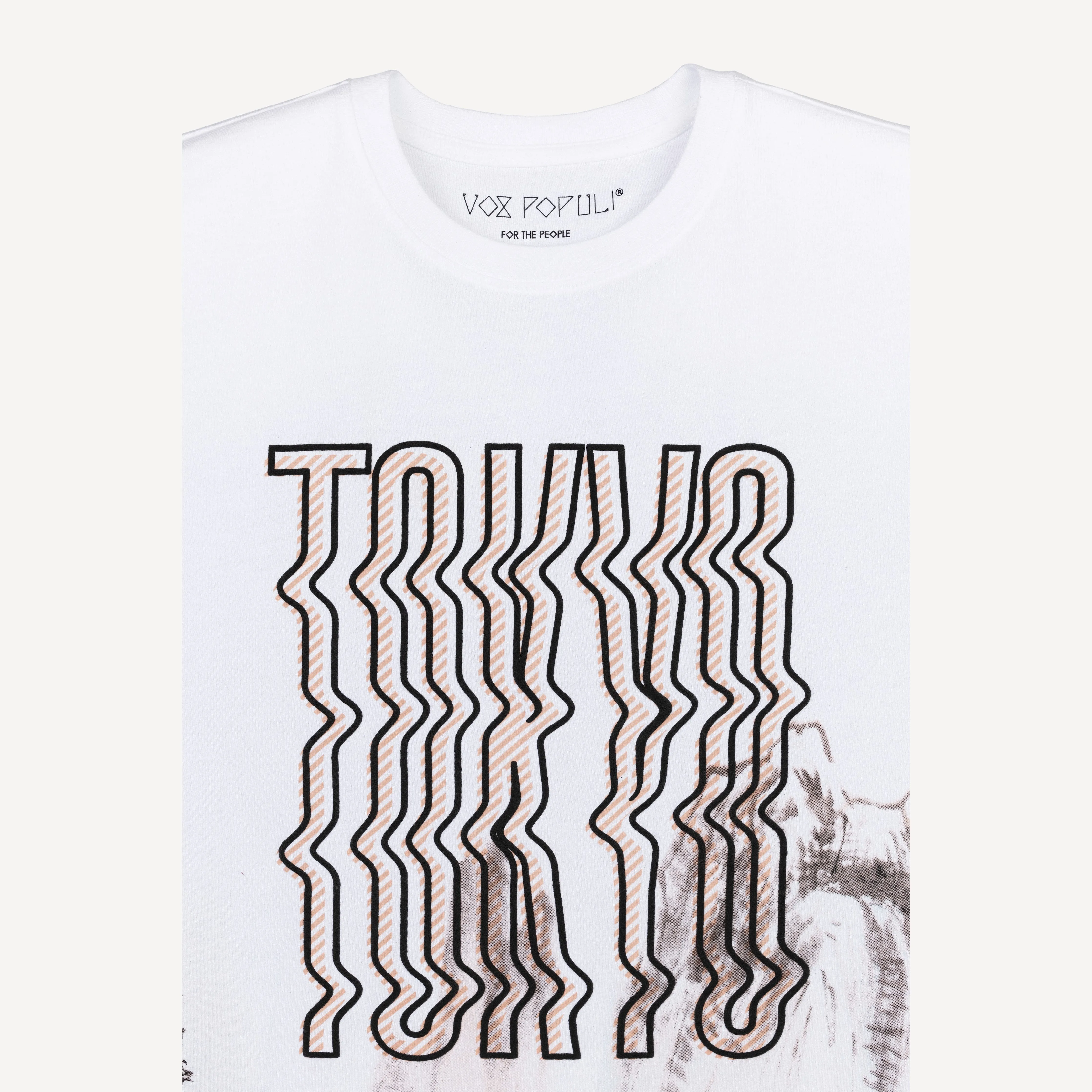 Graphic Wrap Around Crewneck Tee - White / Tokyo