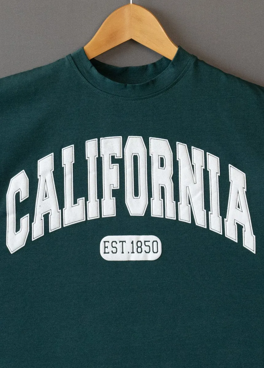 Green Castleton California Typography Cute Tshirt For Girls