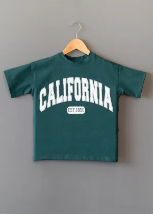 Green Castleton California Typography Cute Tshirt For Girls