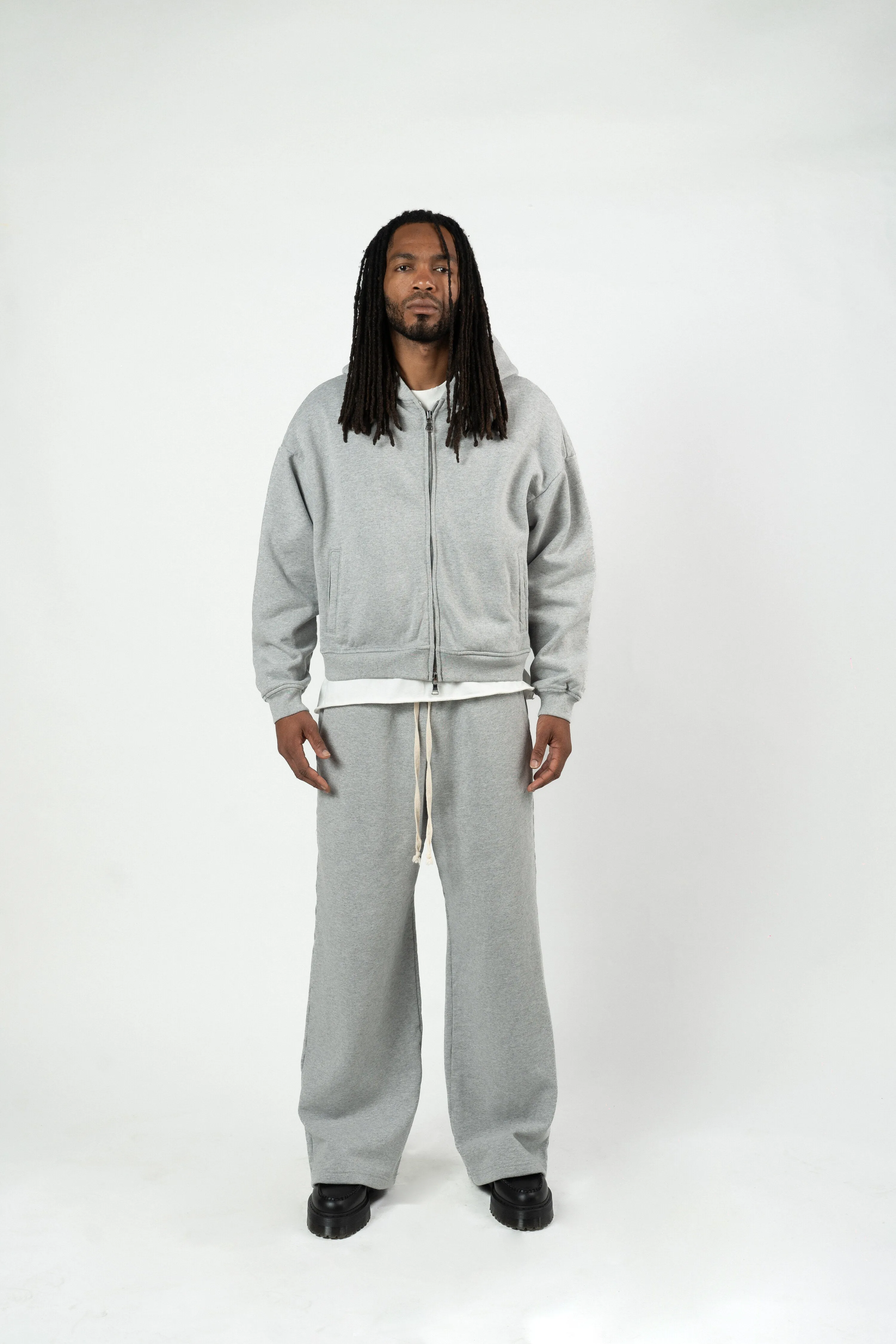 Grey Cropped Zip Up