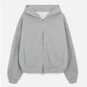 Grey Cropped Zip Up