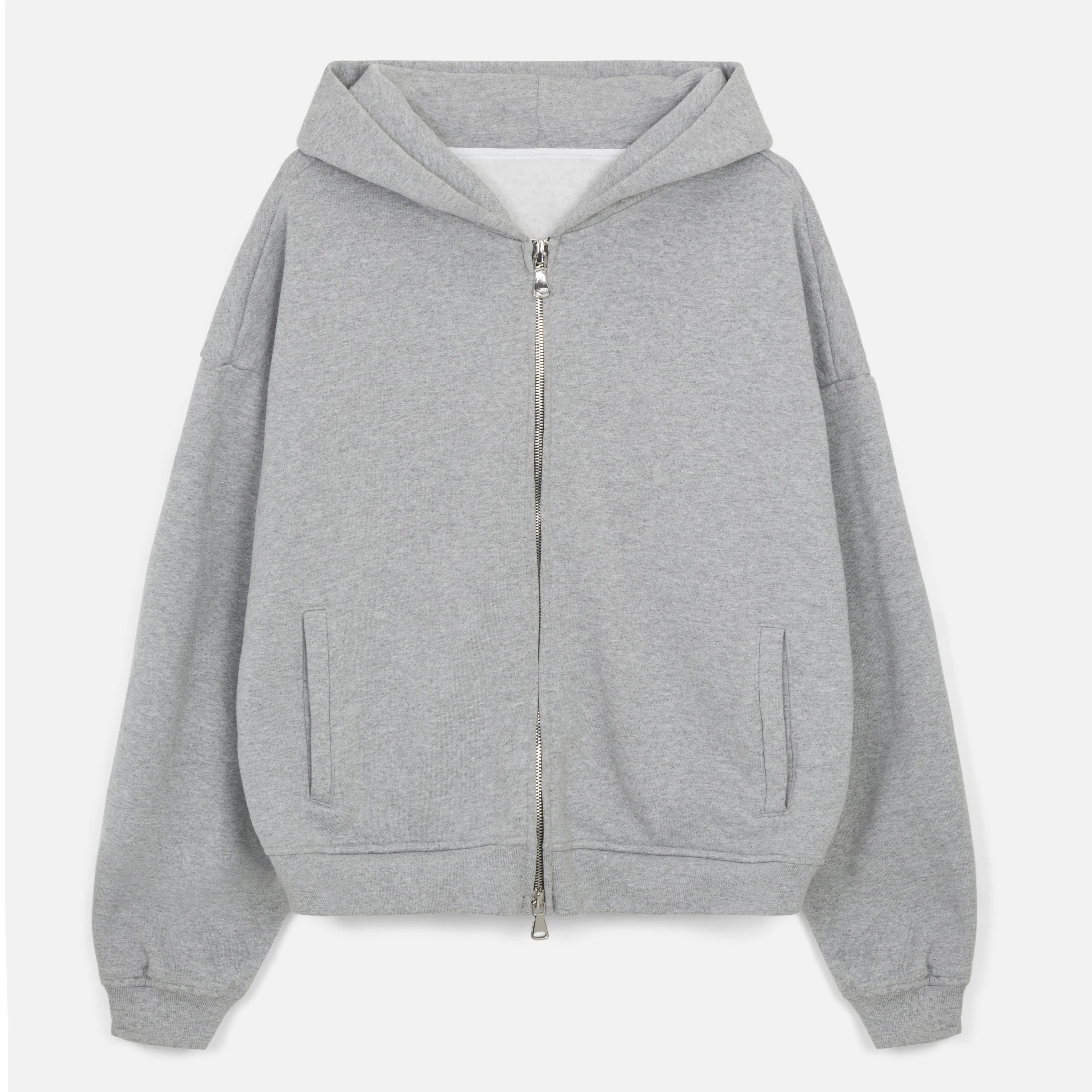 Grey Cropped Zip Up