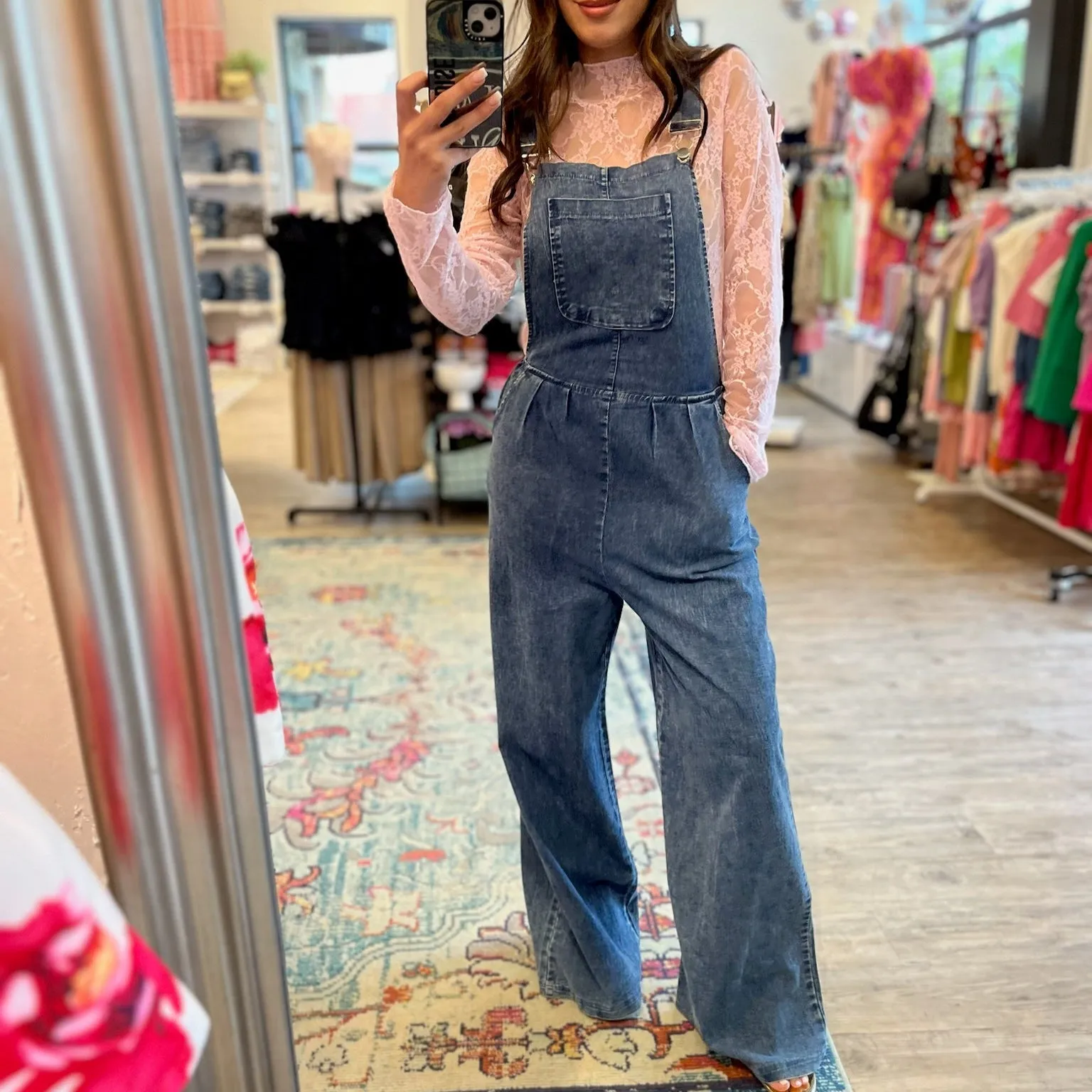 Hard Work Loose Wide Leg Denim Jumpsuit