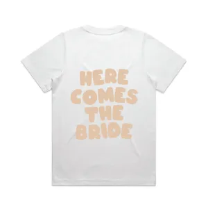 Here Comes The Bride Tee | Beige on White