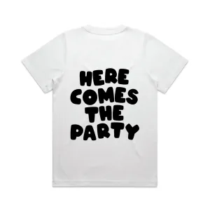 Here Comes The Party Tee | Black on White