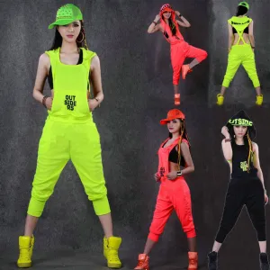 Hip Hop Dance Costume performance wear women romper European playsuit loose overalls harem jazz jumpsuit one piece Pants