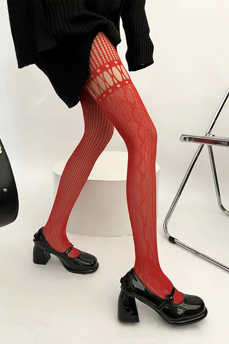 HKR1106 Patterned Fishnet Tights