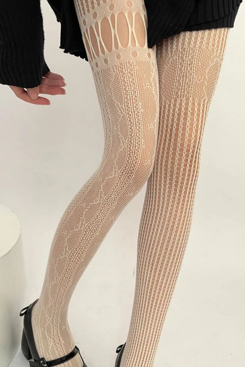 HKR1106 Patterned Fishnet Tights