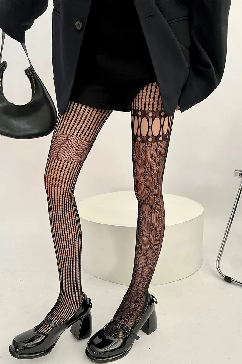 HKR1106 Patterned Fishnet Tights