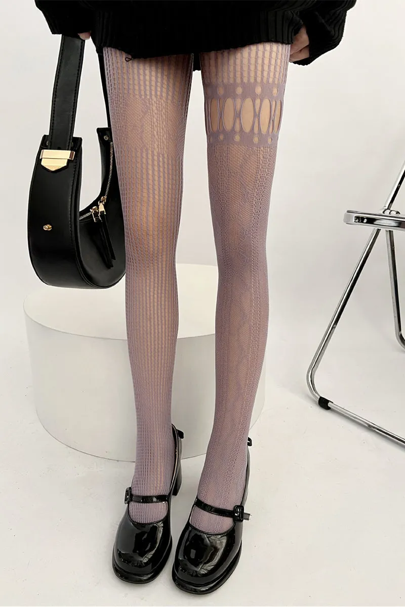 HKR1106 Patterned Fishnet Tights