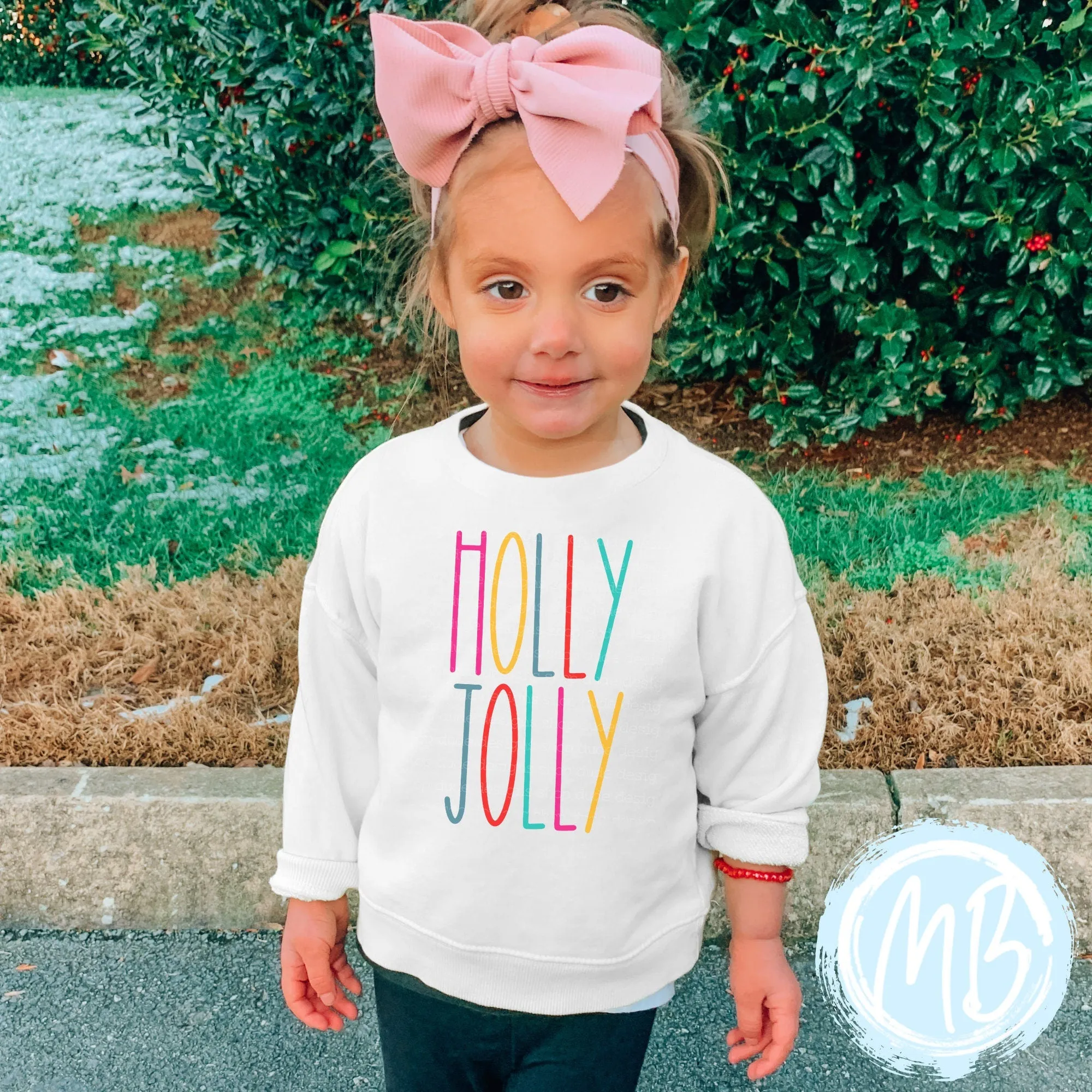 Holly Jolly Colorful Sweatshirt | Christmas | Toddler | Baby | Girl | Santa |