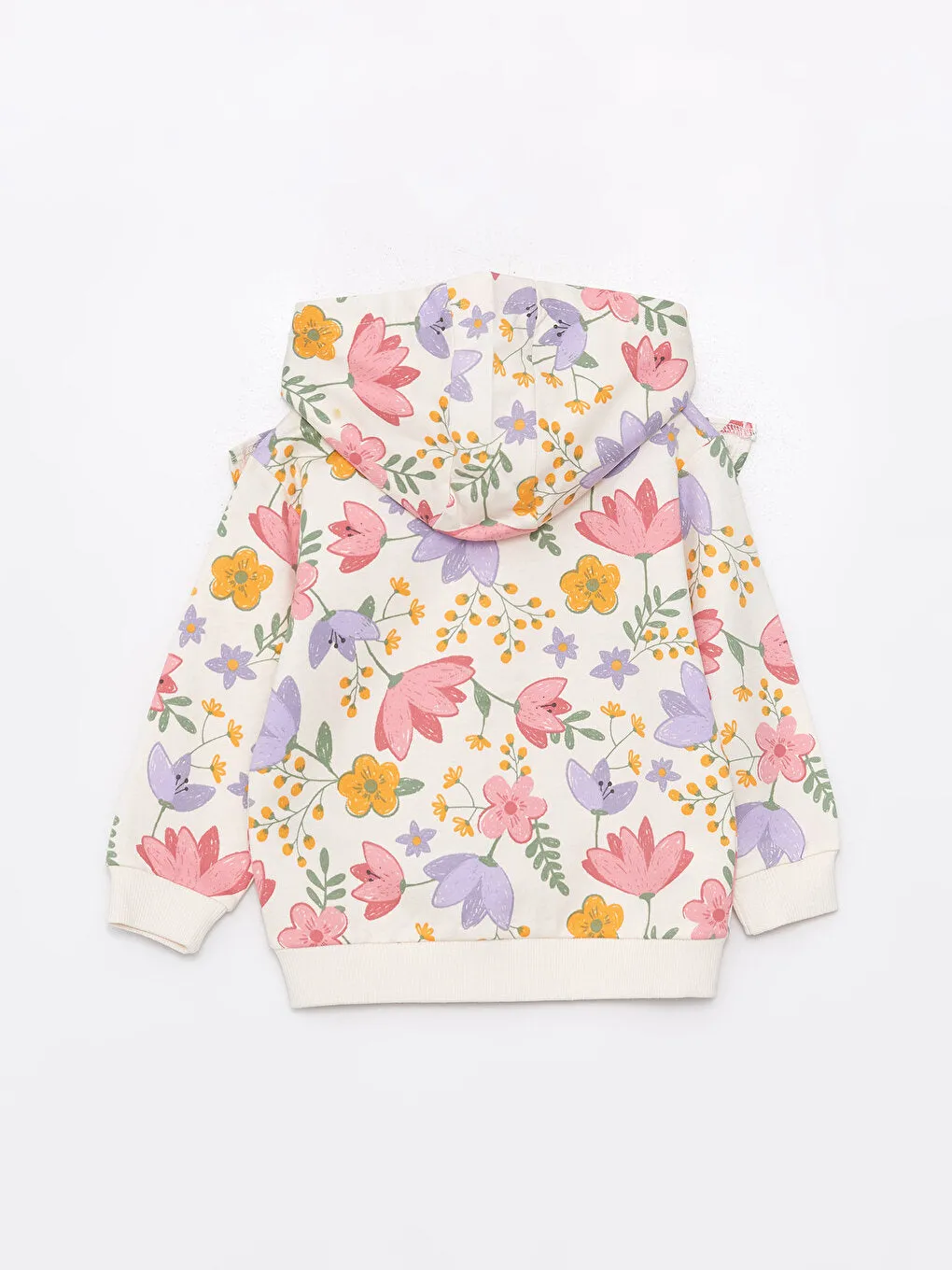 Hooded Long Sleeve Floral Patterned Baby Girl Cardigan and Leggings 2-Piece Set
