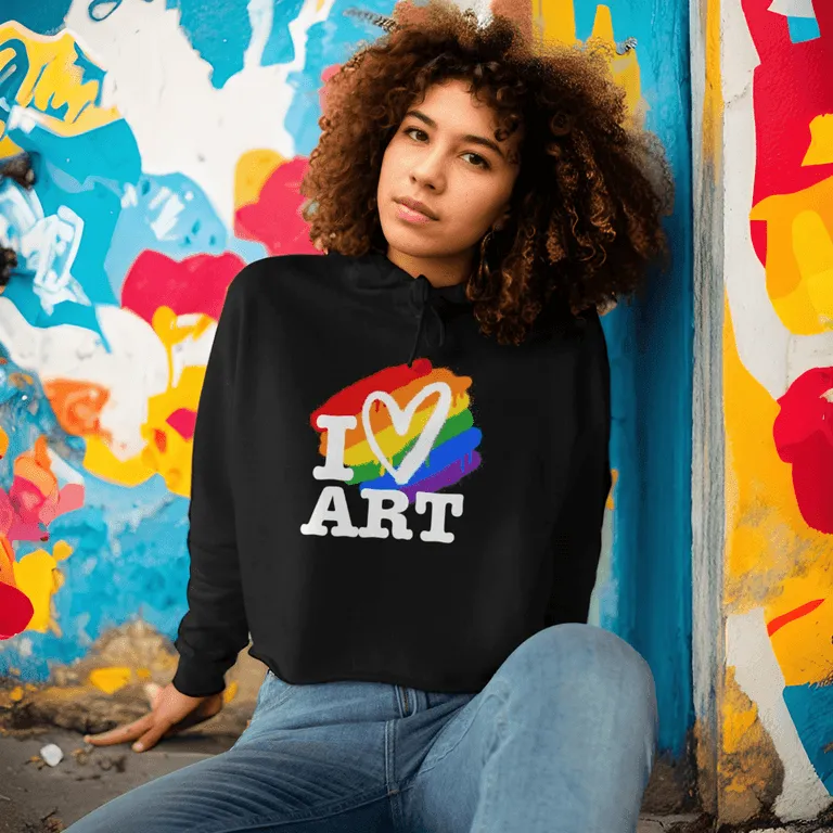I LOVE ART Crop Hoodie