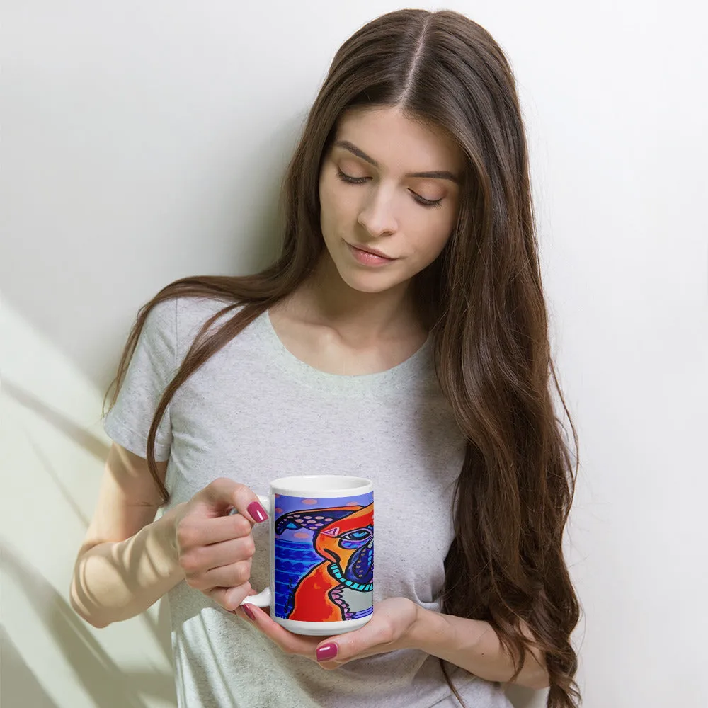Indigo Dog Mug, 15 oz