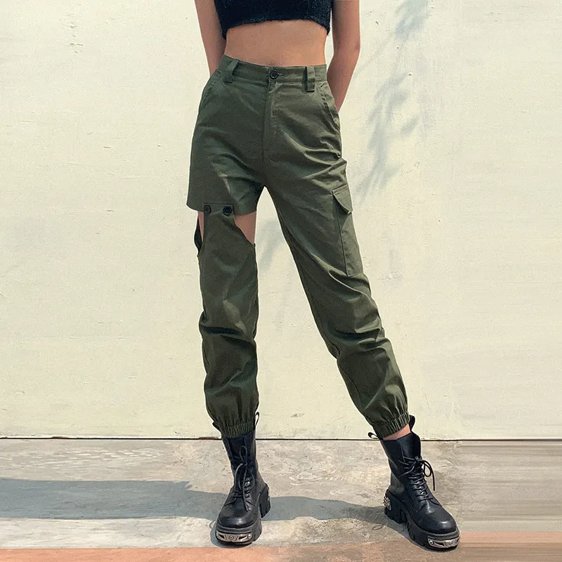 Irregular stitching casual pants pocket harem pants overalls