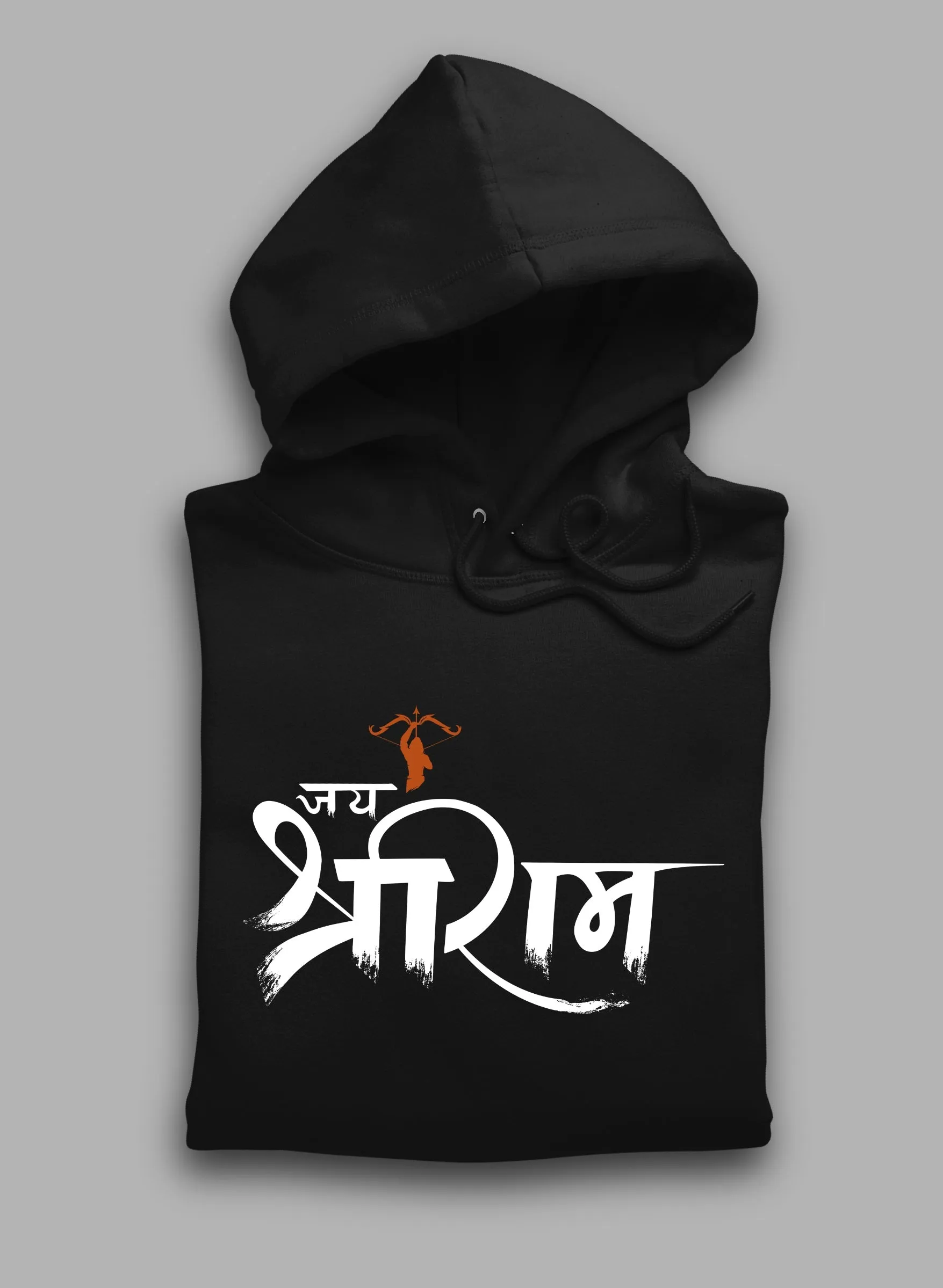 Jai Shree Ram Black Winter Hoodie