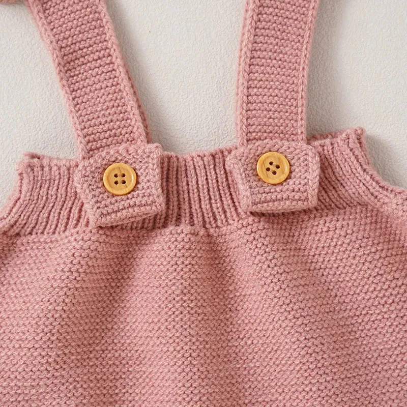 Knitted Ruffled Romper & Bonnet