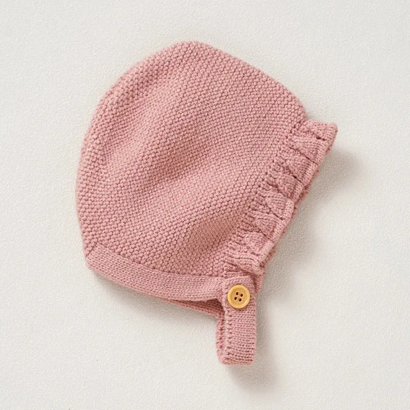Knitted Ruffled Romper & Bonnet