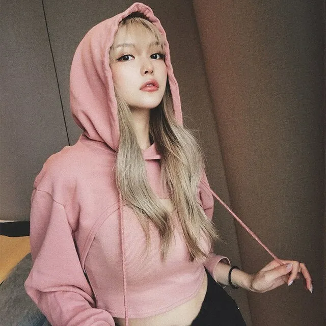 Korean Style Cropped Short Hoodie