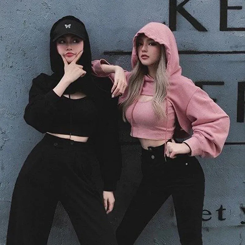 Korean Style Cropped Short Hoodie