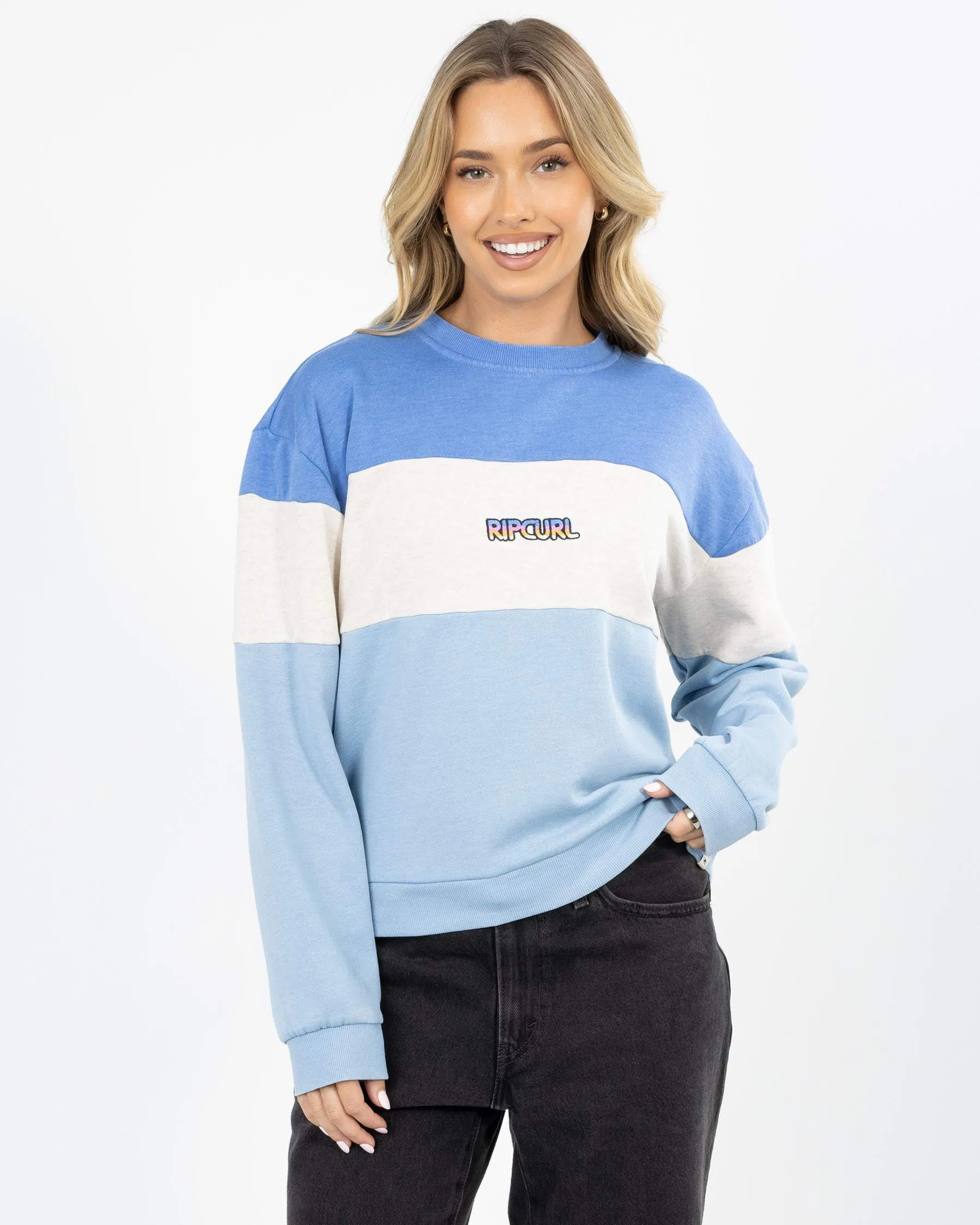 Las Dalias Colourblock Crew - Oatmeal Marle