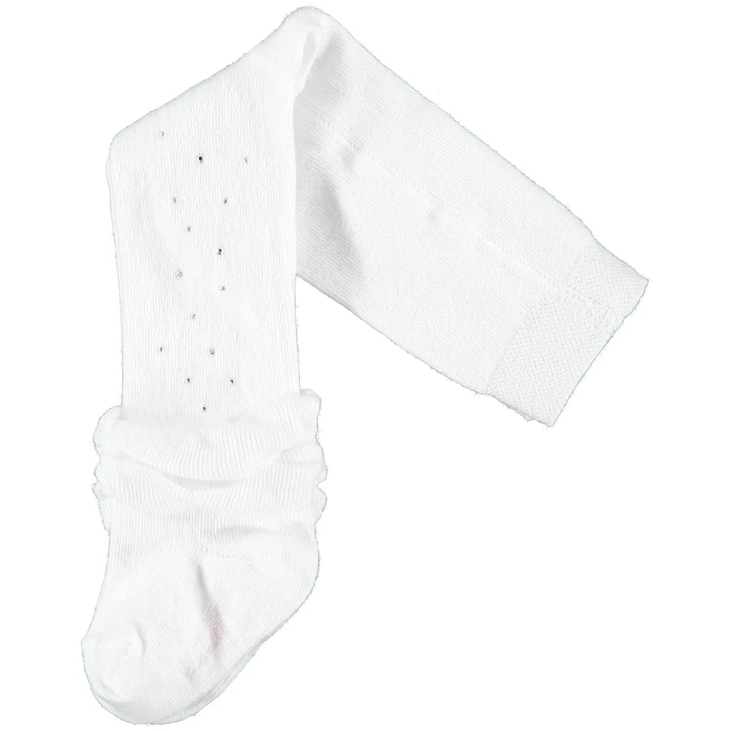 LITTLE A - Sparkle Frill Tights - White