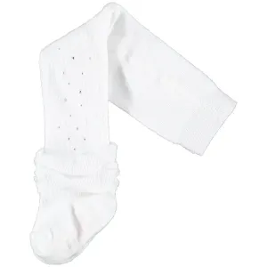 LITTLE A - Sparkle Frill Tights - White
